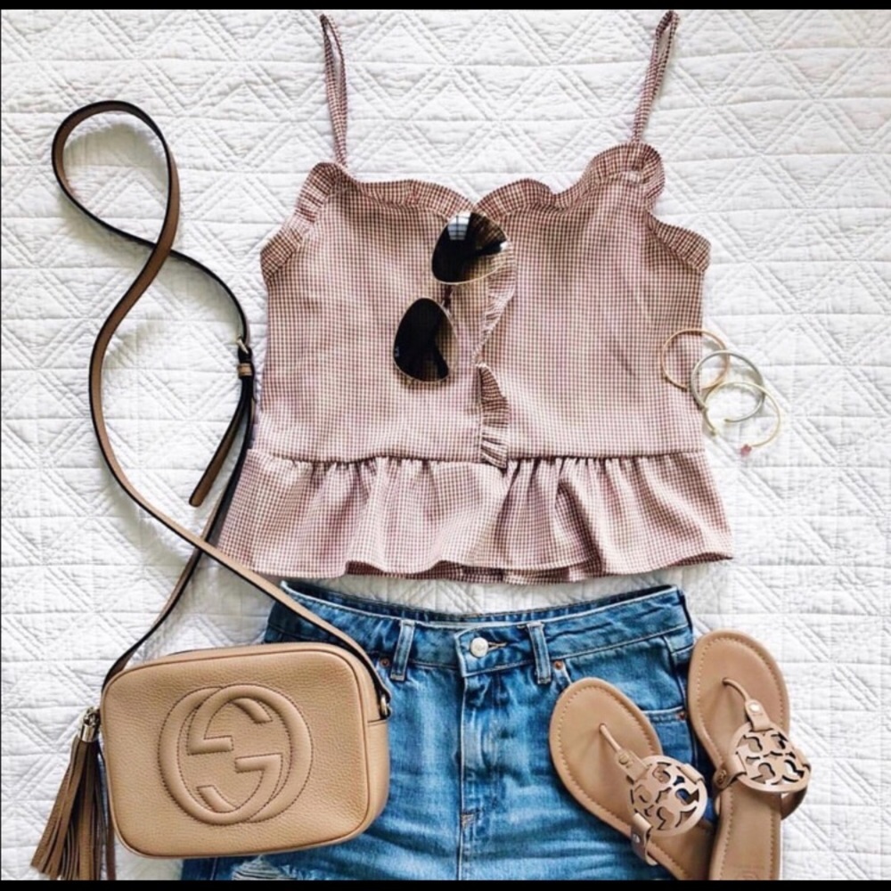 GOODNIGHT MACAROON PEPLUM CROP TOP